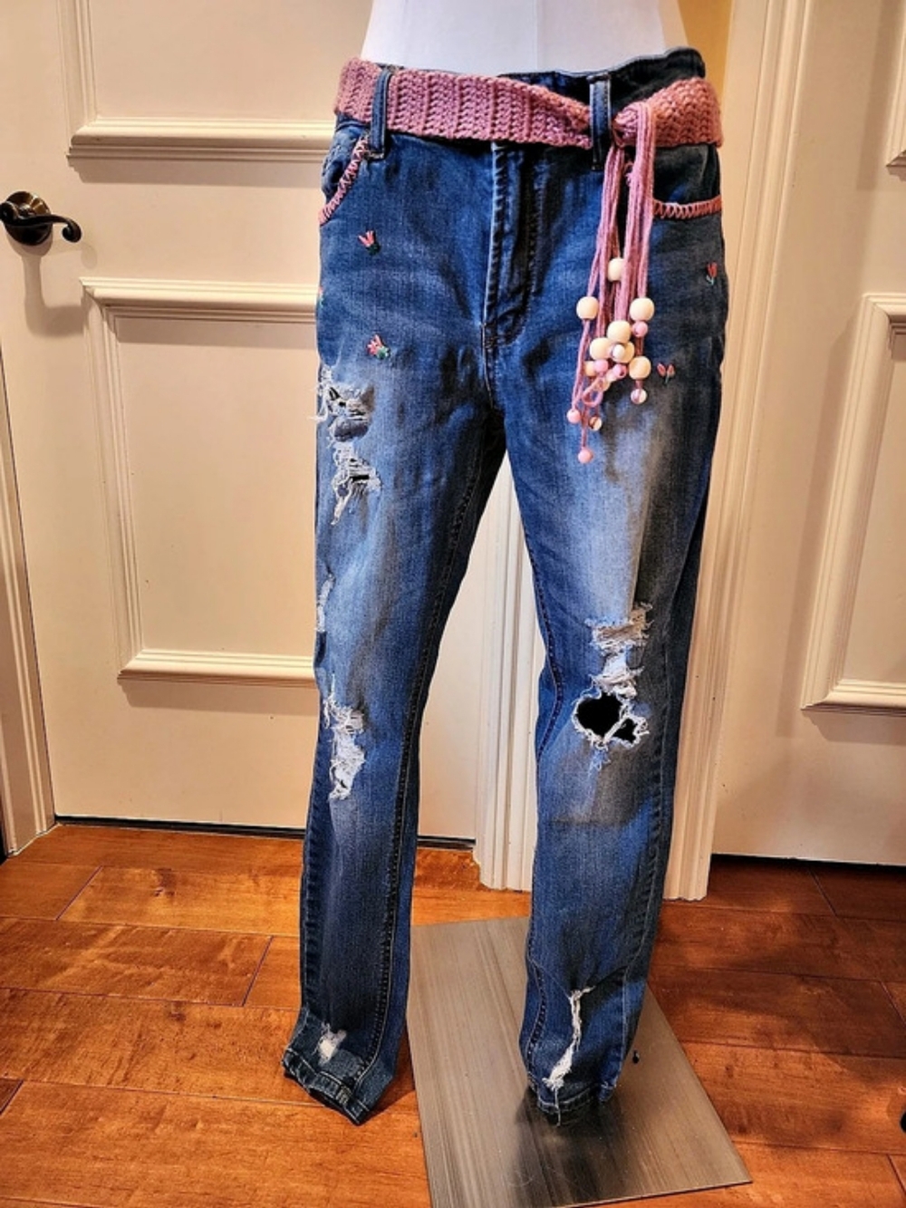 Refuge Distressed Skinny Jeans in Blue Waist 10